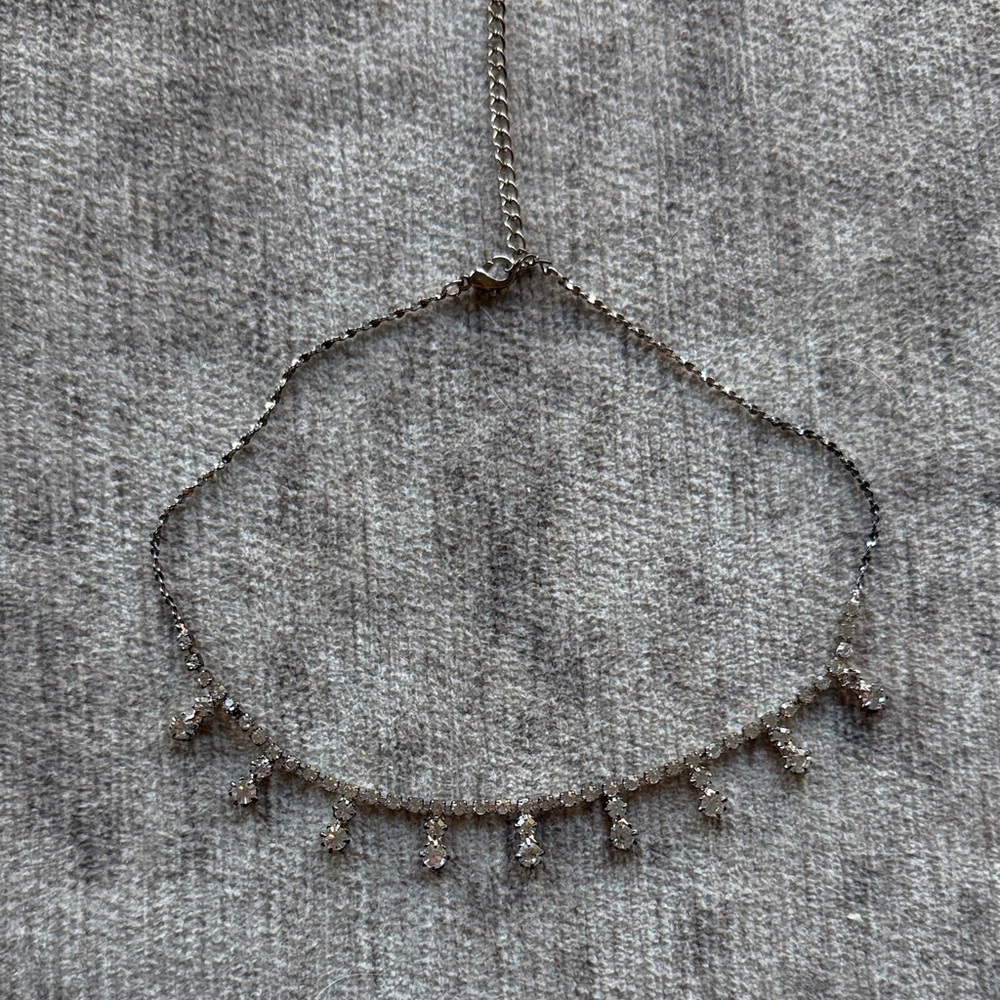 Claire's Silver Sparkle Drop Necklace